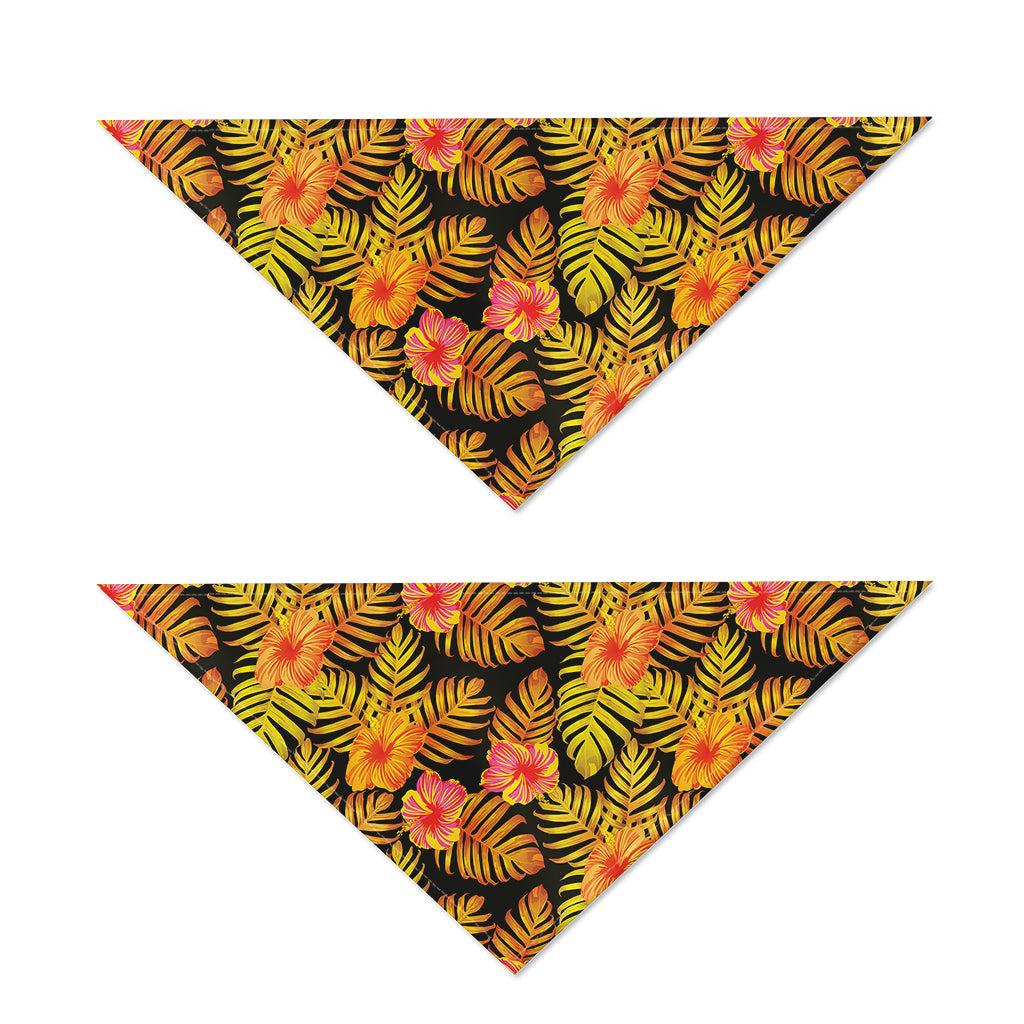 Yellow Hawaiian Tropical Pattern Print Dog Bandana