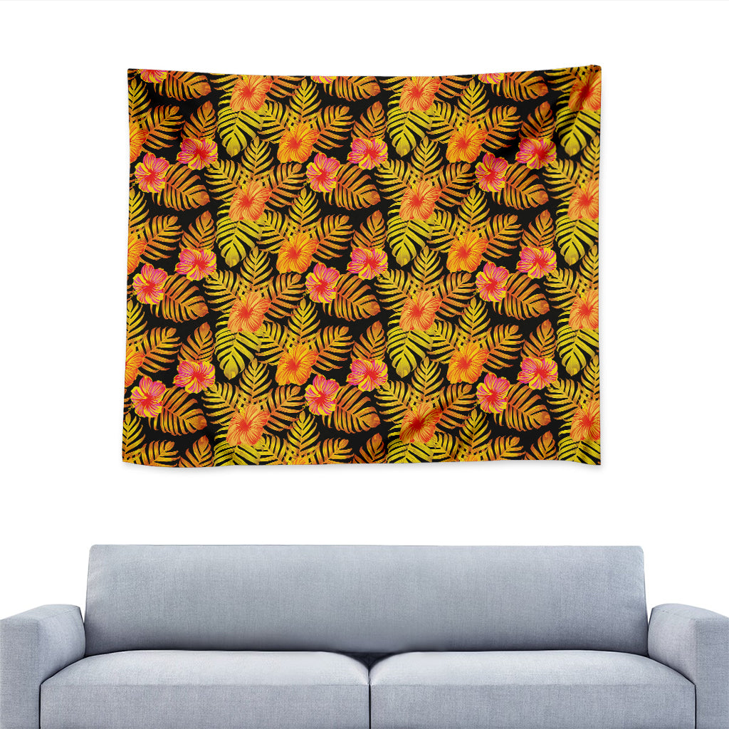 Yellow Hawaiian Tropical Pattern Print Tapestry