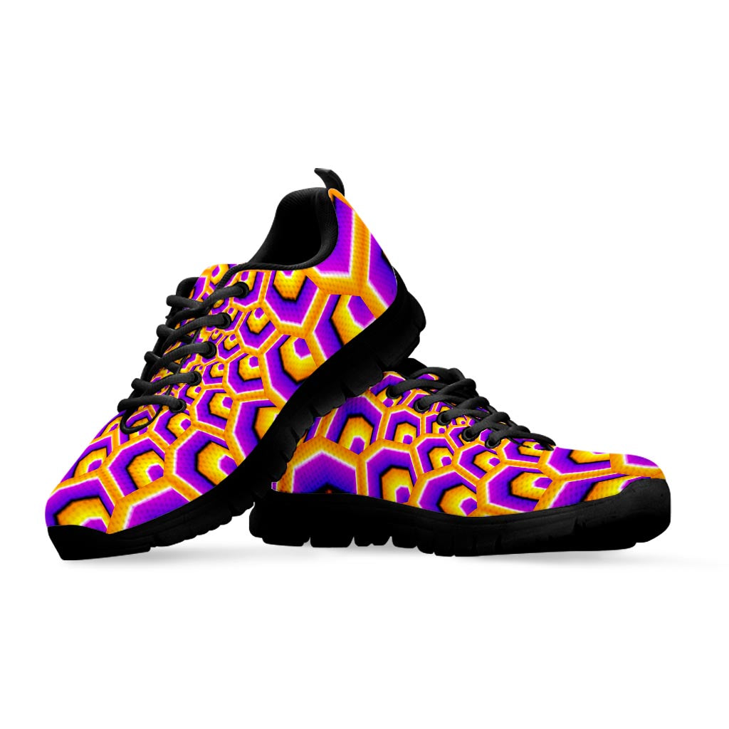 Yellow Hive Moving Optical Illusion Black Running Shoes