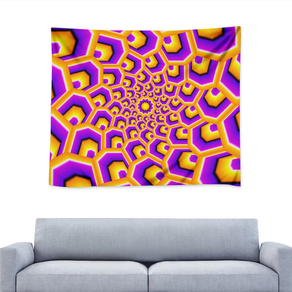 Yellow Hive Moving Optical Illusion Tapestry