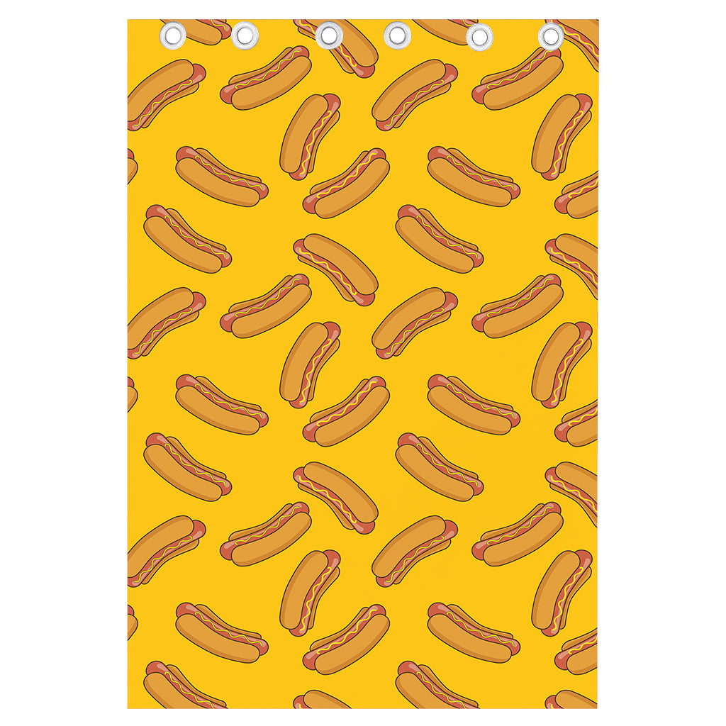 Yellow Hot Dog Pattern Print Curtain