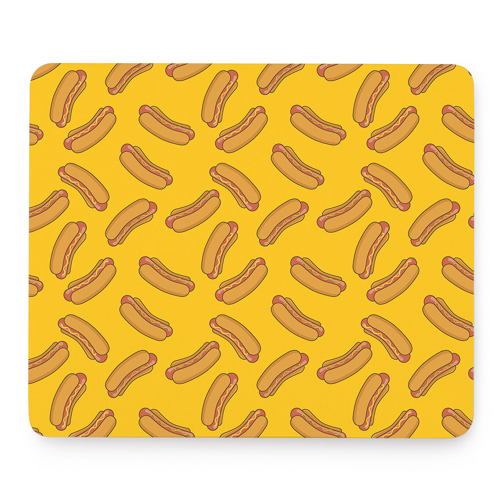Yellow Hot Dog Pattern Print Mouse Pad