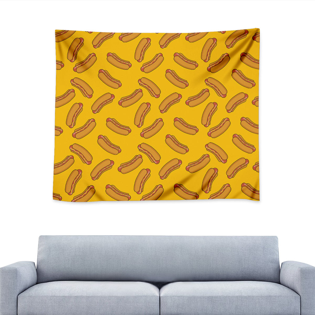Yellow Hot Dog Pattern Print Tapestry