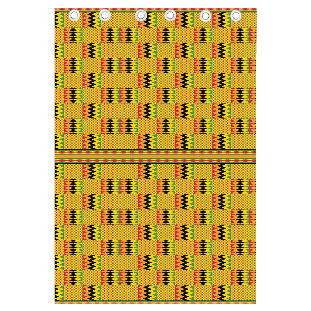 Yellow Kente Pattern Print Curtain