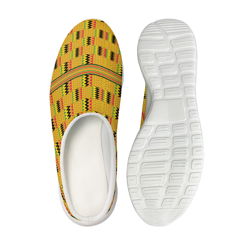 Yellow Kente Pattern Print Mesh Casual Shoes