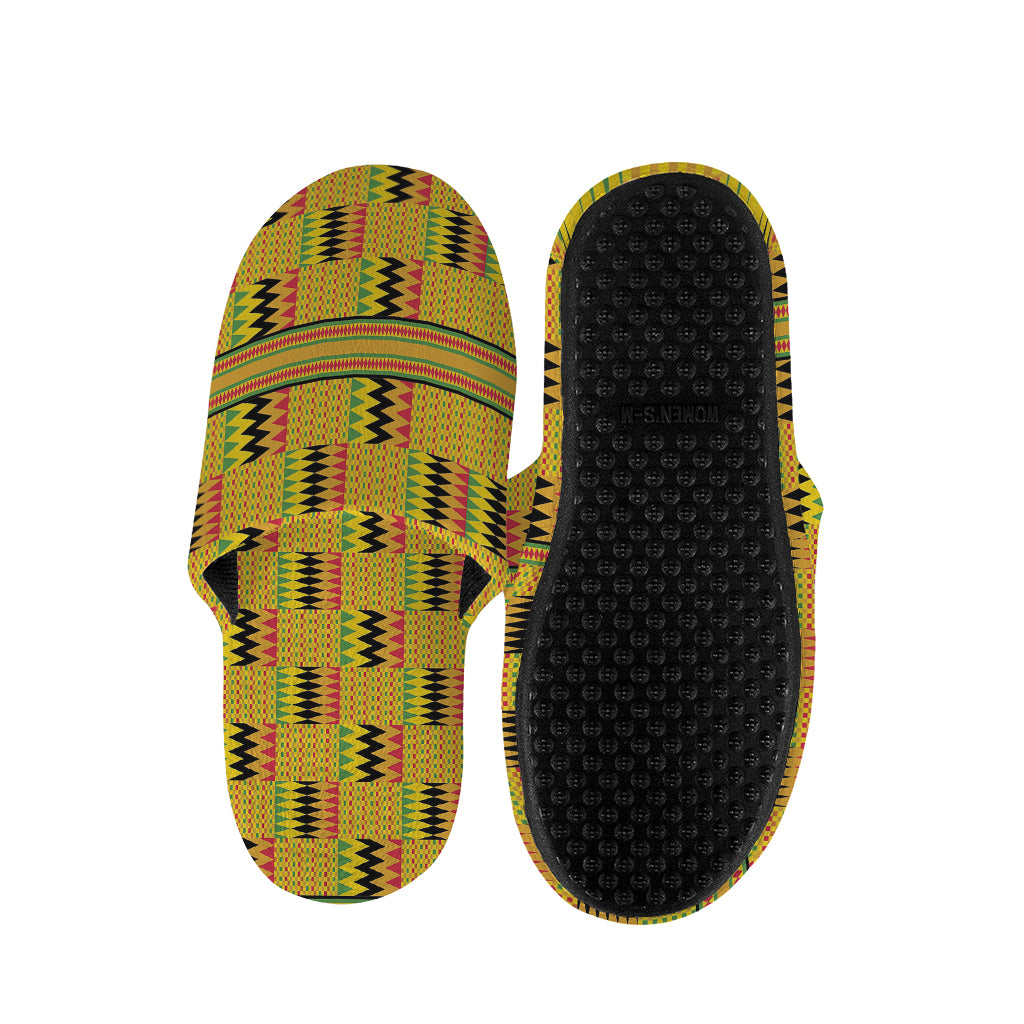 Yellow Kente Pattern Print Slippers