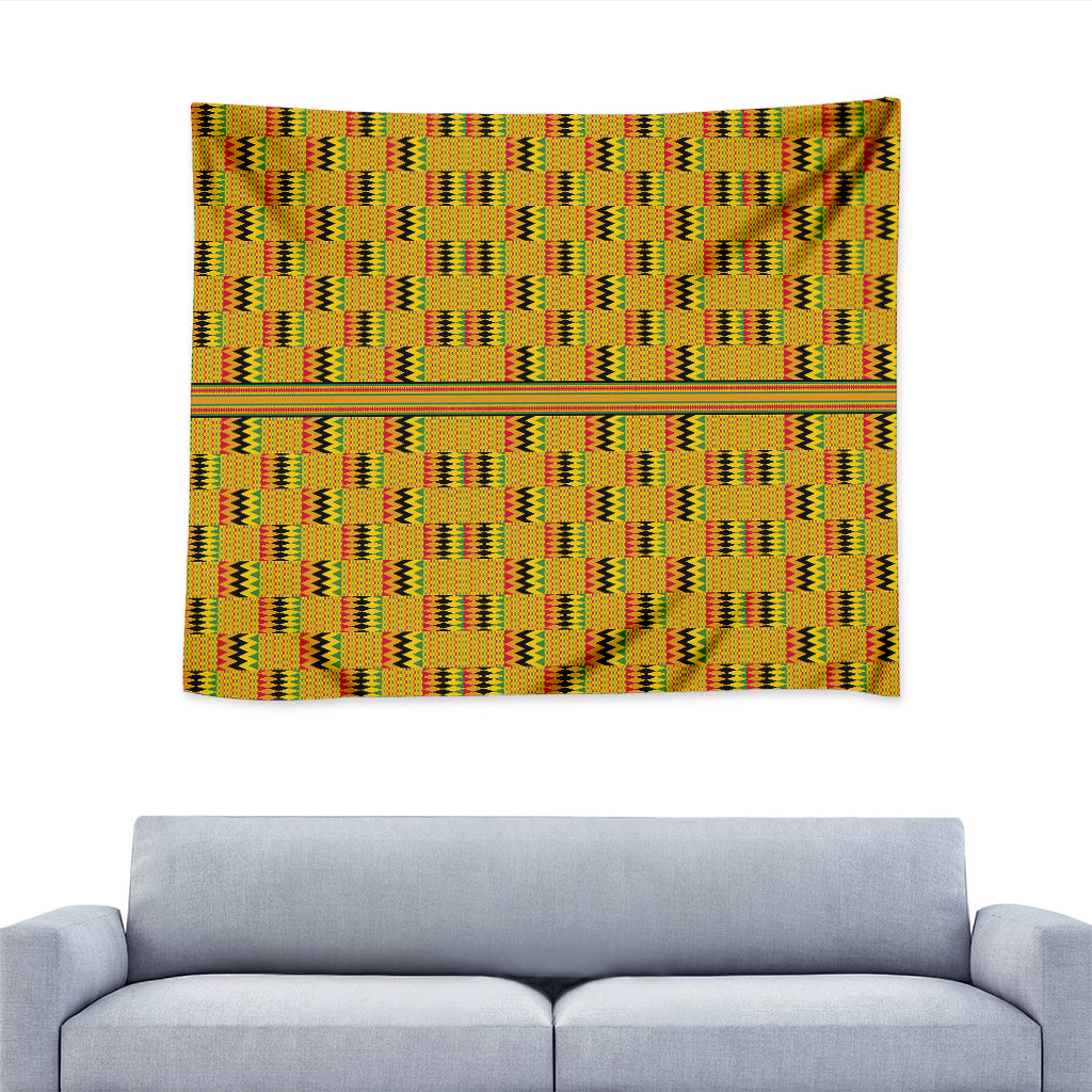 Yellow Kente Pattern Print Tapestry