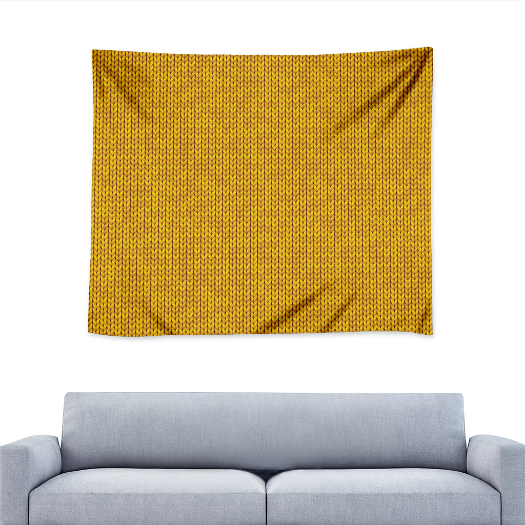 Yellow Knitted Pattern Print Tapestry