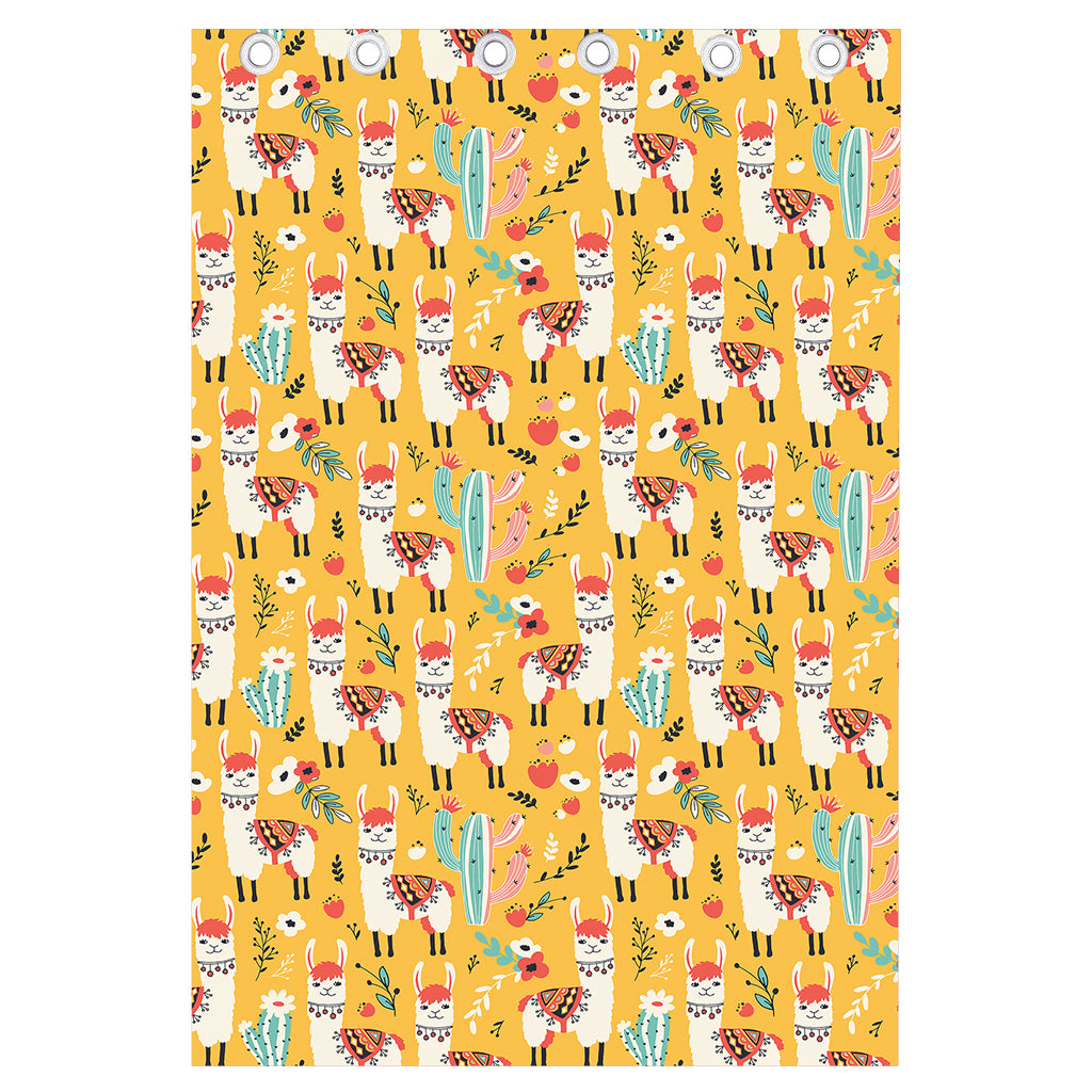 Yellow Llama Pattern Print Curtain
