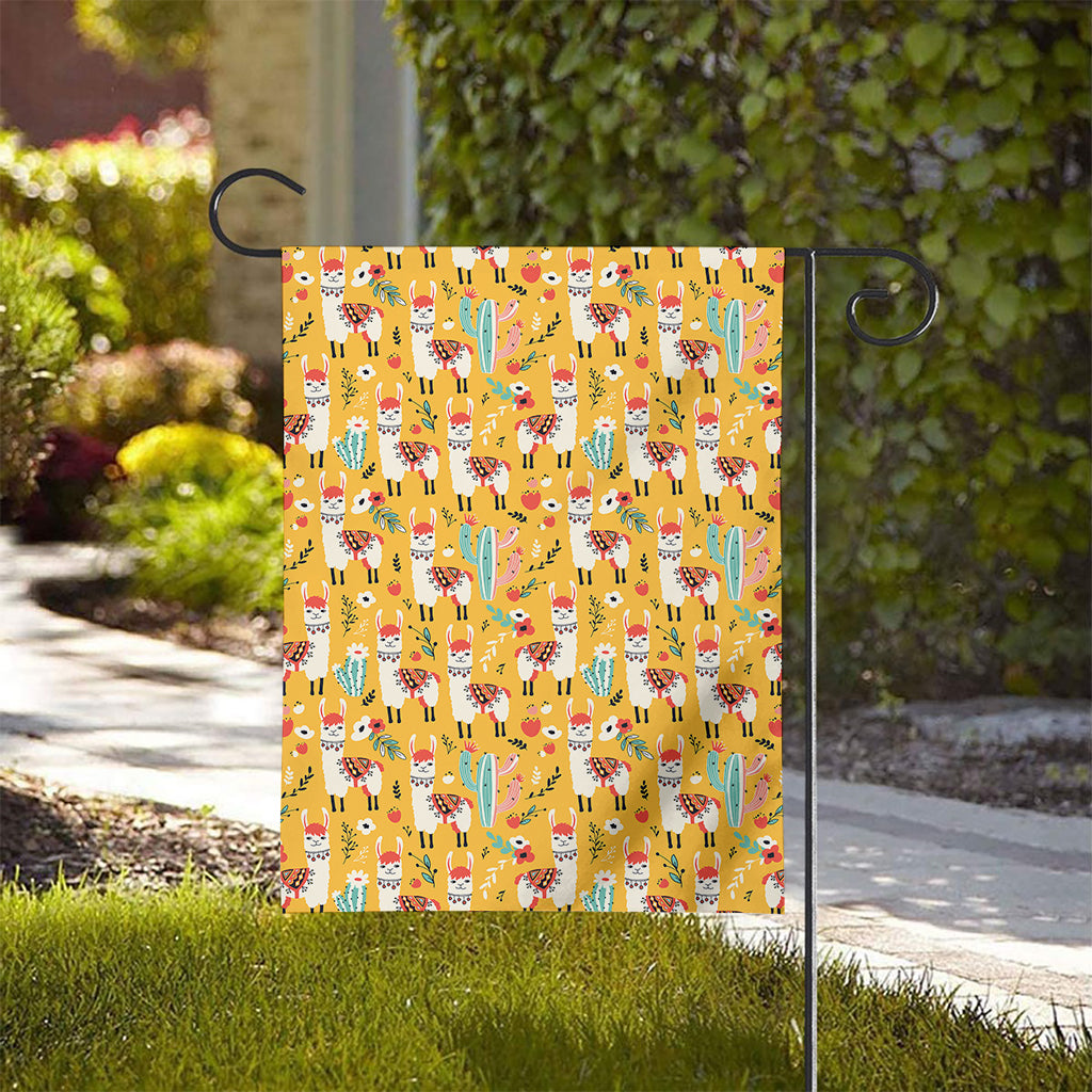 Yellow Llama Pattern Print House Flag