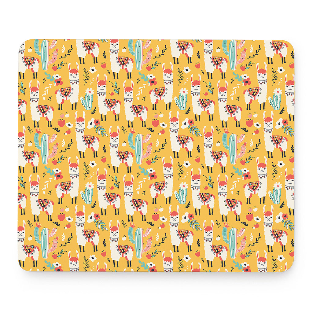 Yellow Llama Pattern Print Mouse Pad