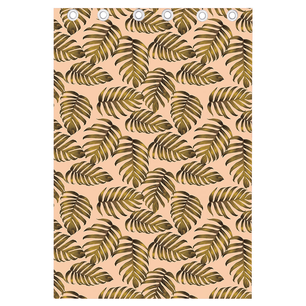 Yellow Monstera Leaves Pattern Print Curtain