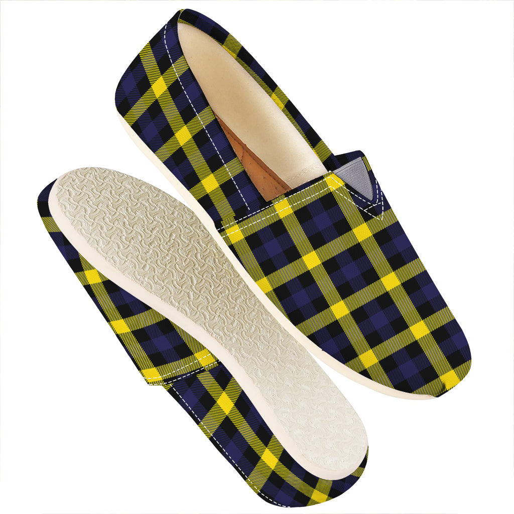 Yellow Navy And Black Plaid Print Casual Shoes