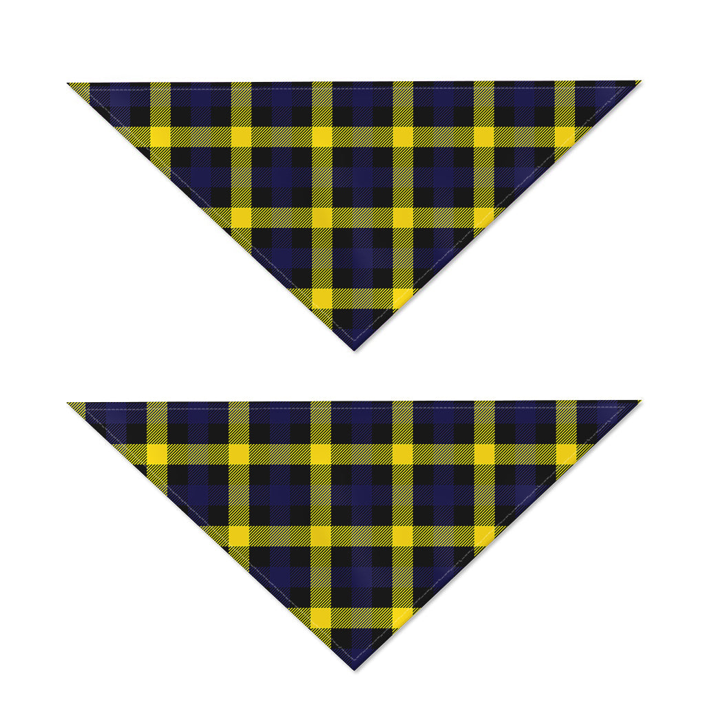Yellow Navy And Black Plaid Print Dog Bandana