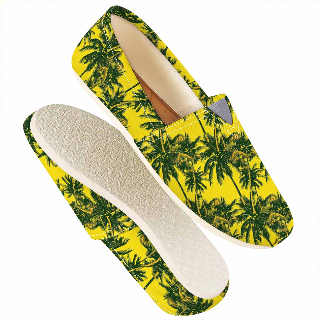 Yellow Palm Tree Pattern Print Casual Shoes