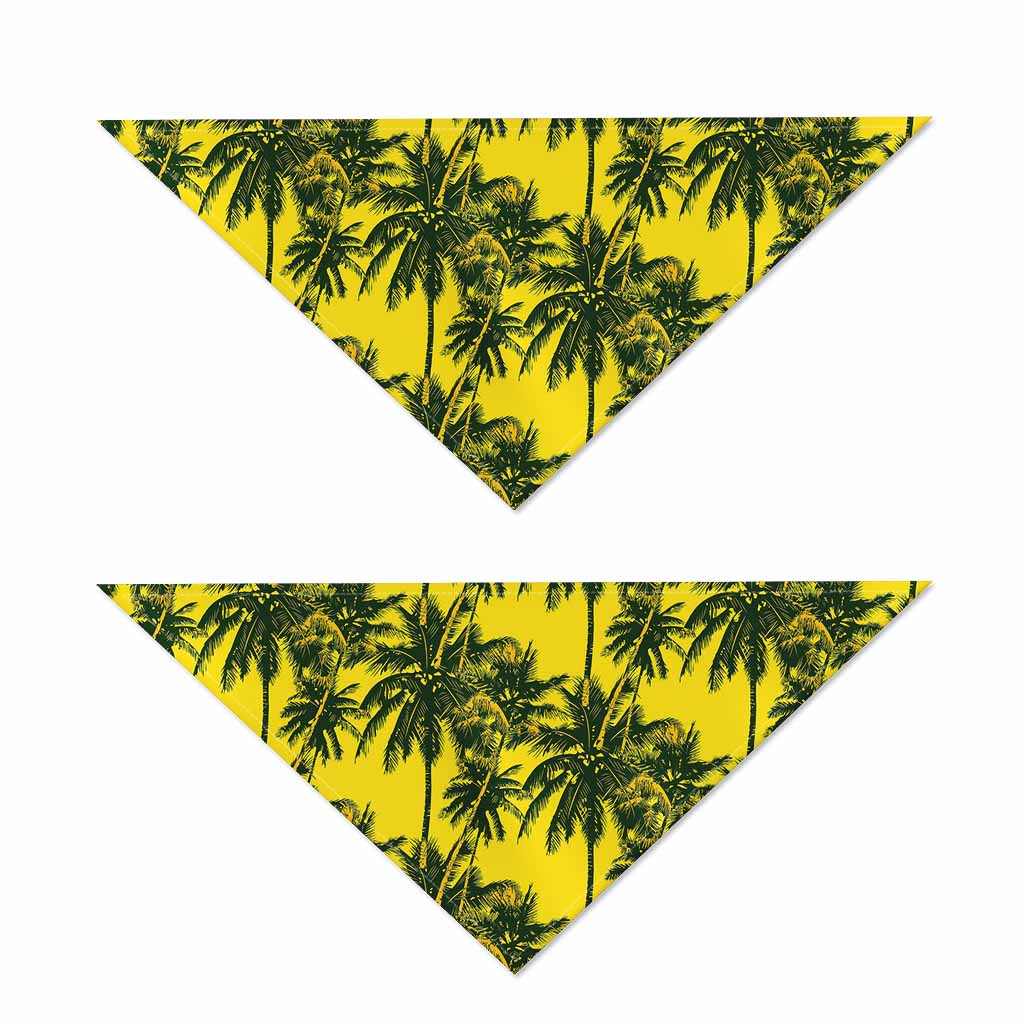 Yellow Palm Tree Pattern Print Dog Bandana