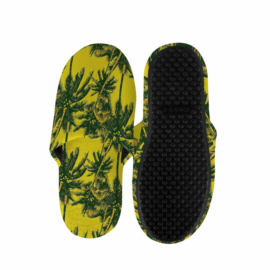 Yellow Palm Tree Pattern Print Slippers