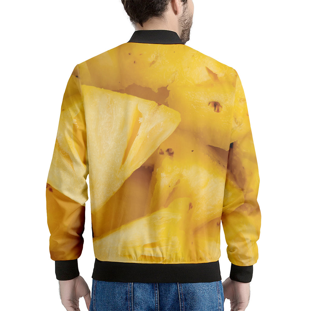 Yellow Pineapple Pieces Print Men's Bomber Jacket