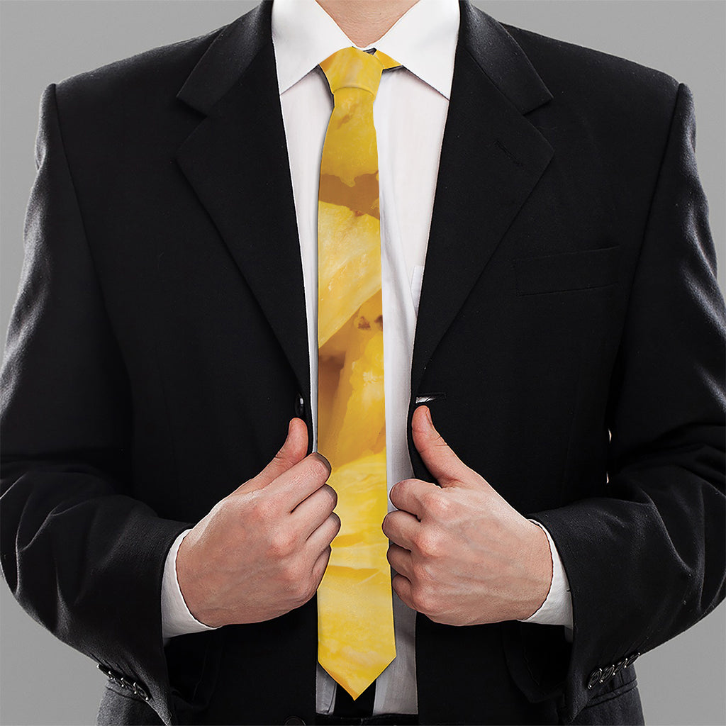 Yellow Pineapple Pieces Print Necktie
