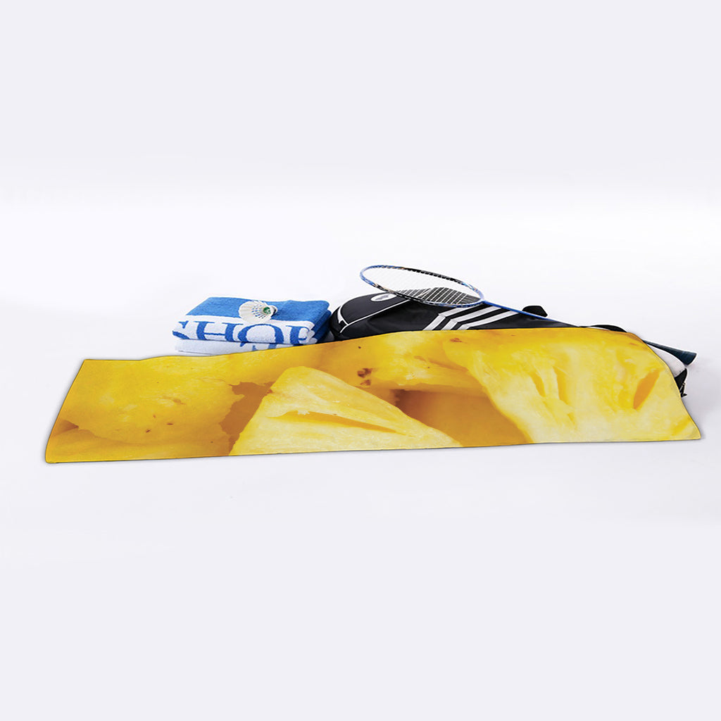 Yellow Pineapple Pieces Print Sports Towel