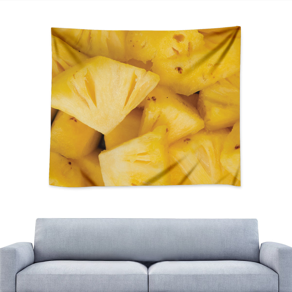 Yellow Pineapple Pieces Print Tapestry