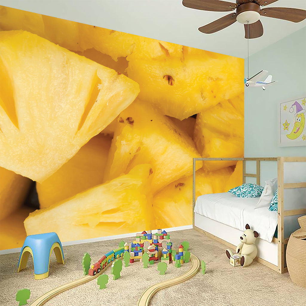 Yellow Pineapple Pieces Print Wall Sticker