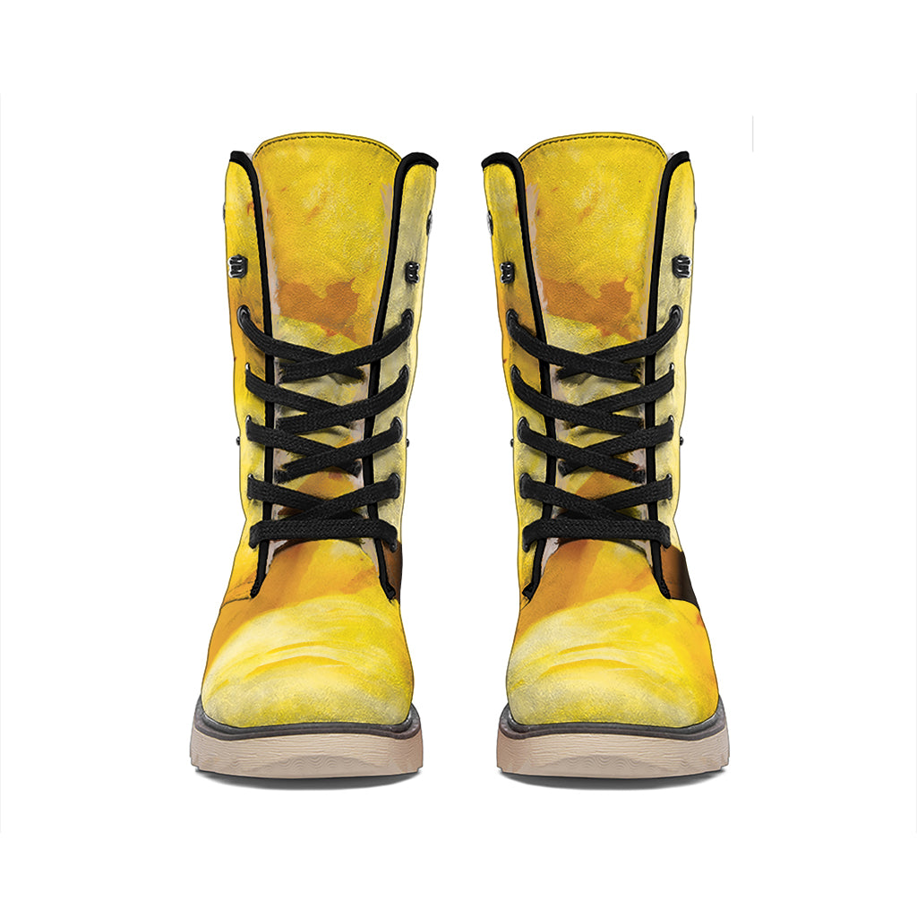 Yellow Pineapple Pieces Print Winter Boots