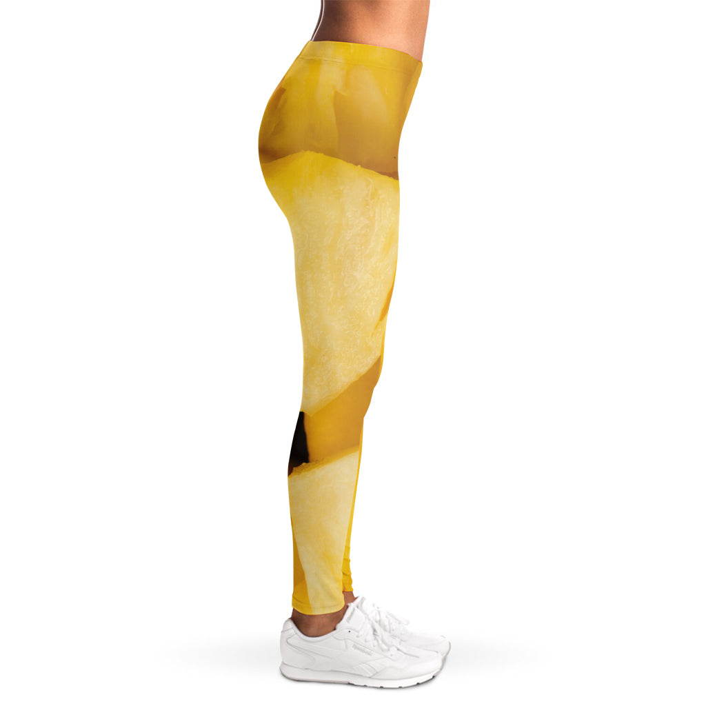 Yellow Pineapple Pieces Print Women's Leggings