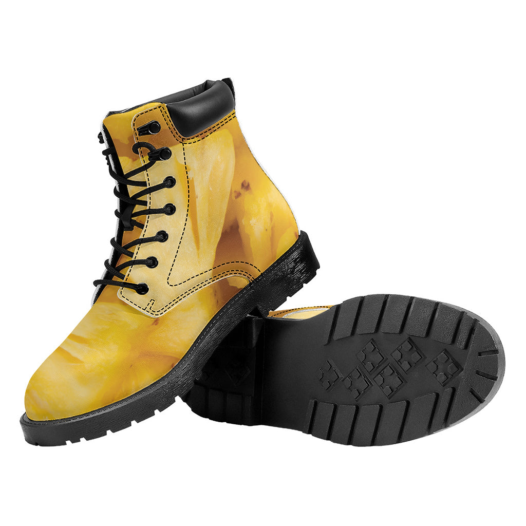 Yellow Pineapple Pieces Print Work Boots