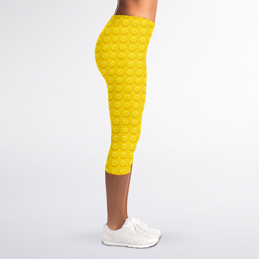 Yellow Plastic Building Blocks Print Women's Capri Leggings