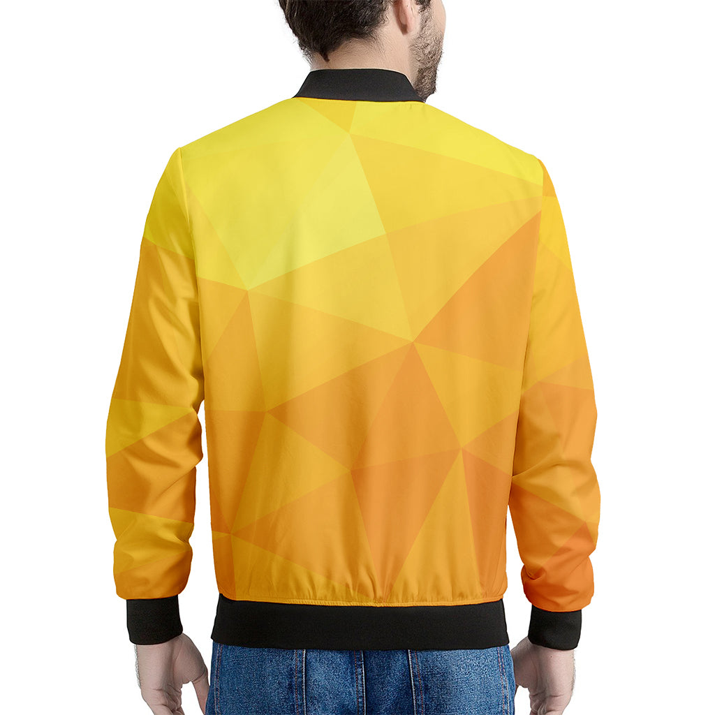 Yellow Polygonal Geometric Print Men's Bomber Jacket