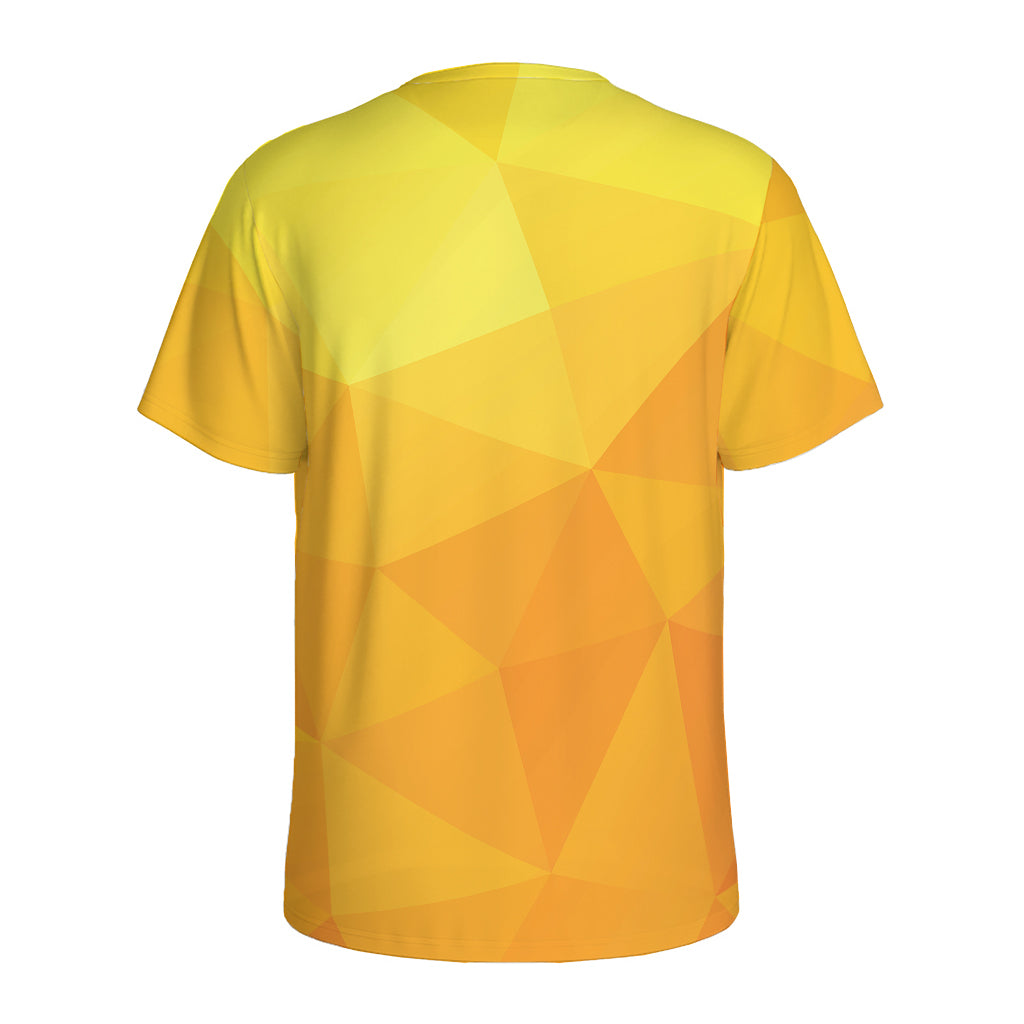 Yellow Polygonal Geometric Print Men's Sports T-Shirt