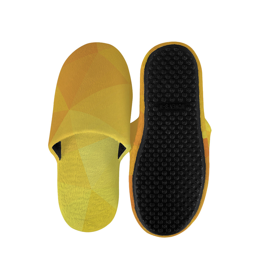 Yellow Polygonal Geometric Print Slippers