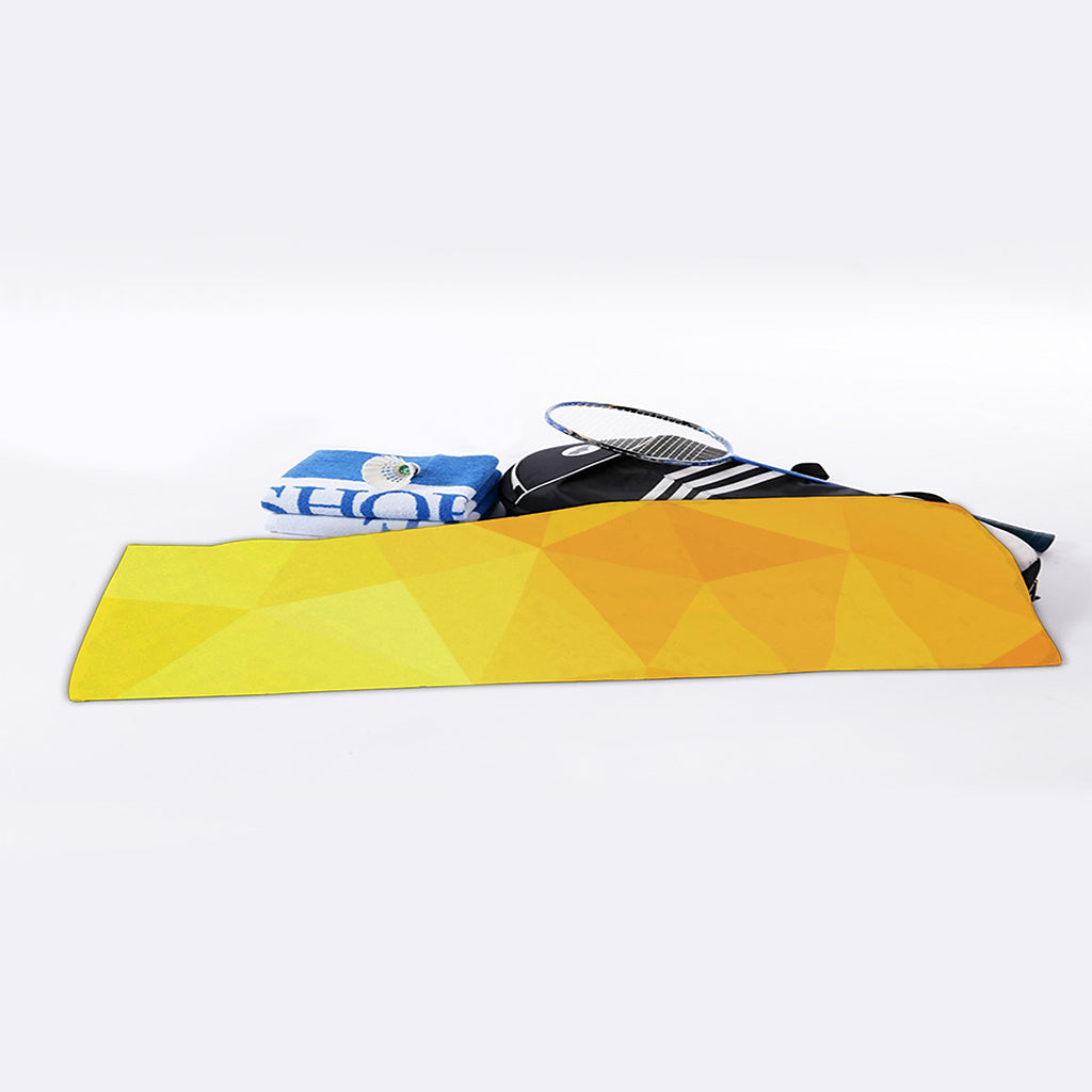 Yellow Polygonal Geometric Print Sports Towel