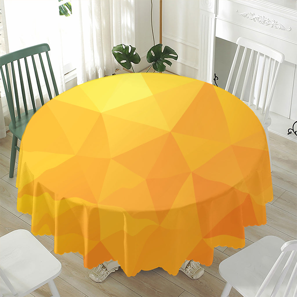 Yellow Polygonal Geometric Print Waterproof Round Tablecloth