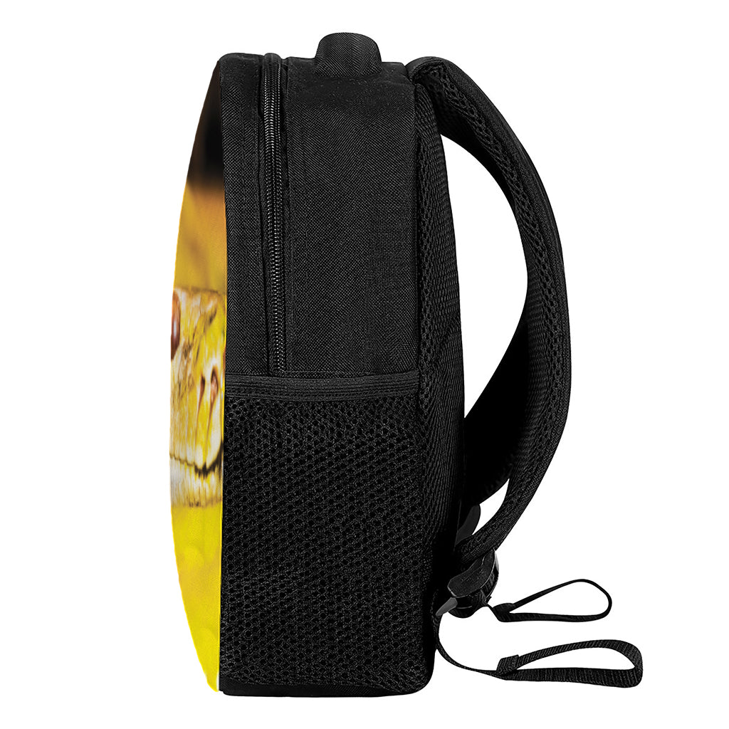 Yellow Python Snake Print Casual Backpack