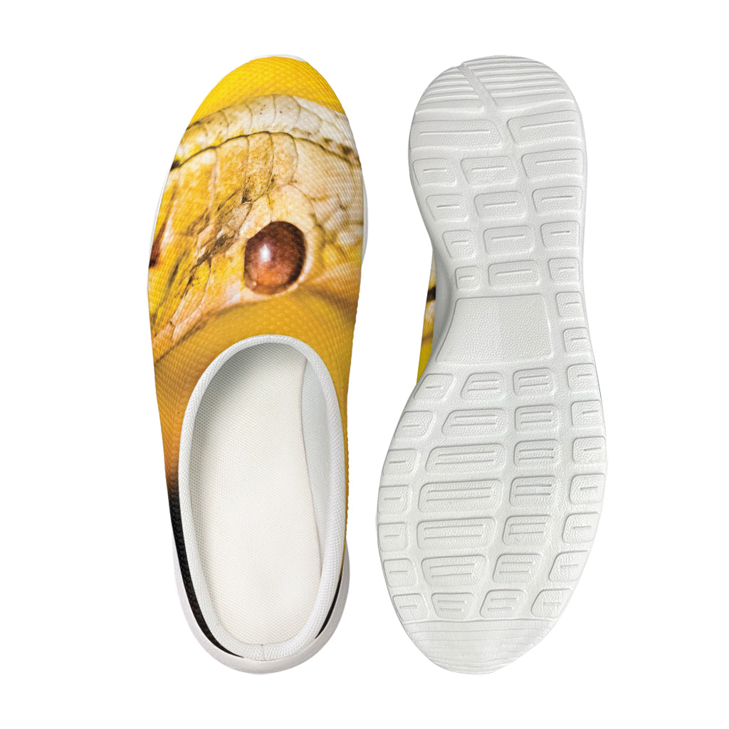 Yellow Python Snake Print Mesh Casual Shoes