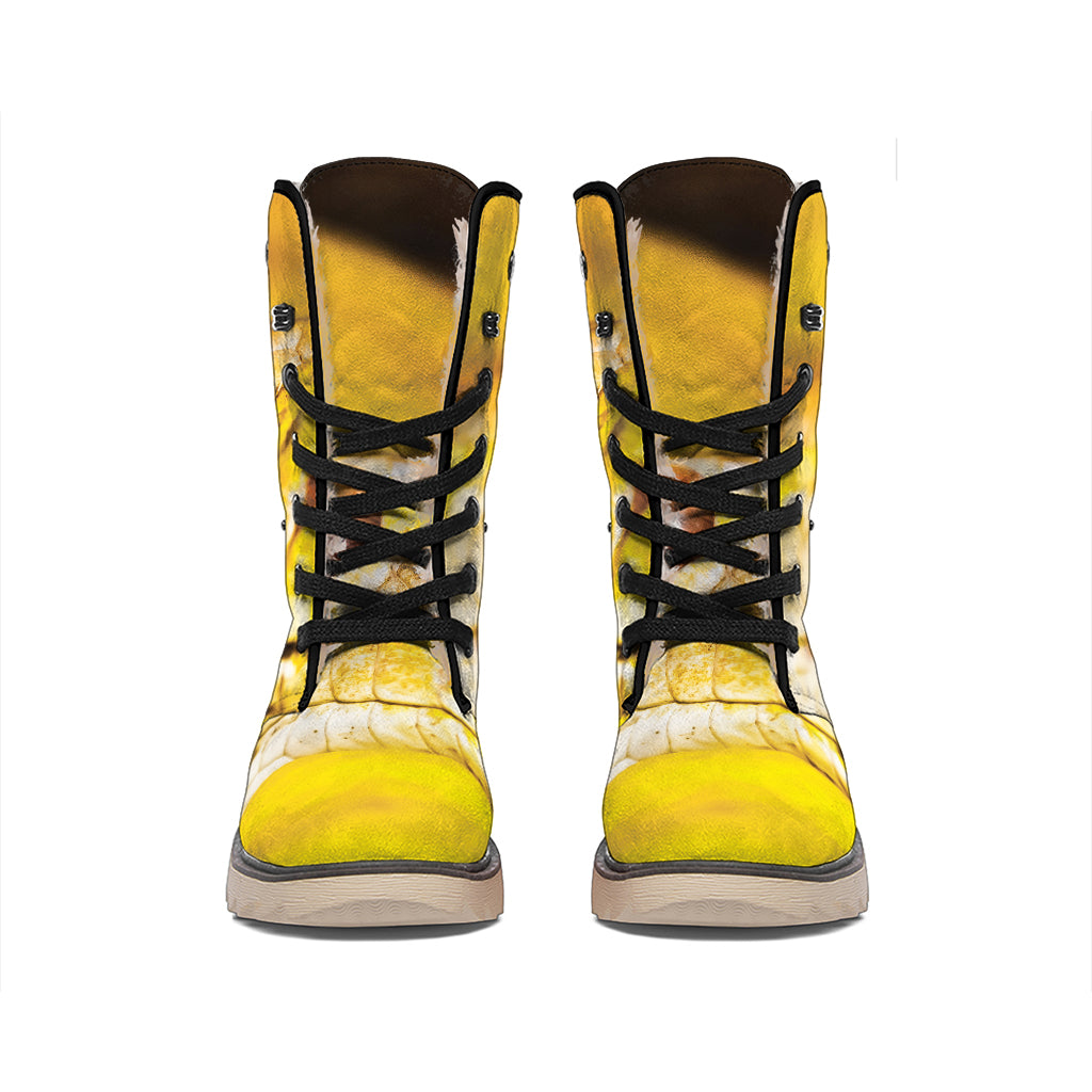 Yellow Python Snake Print Winter Boots