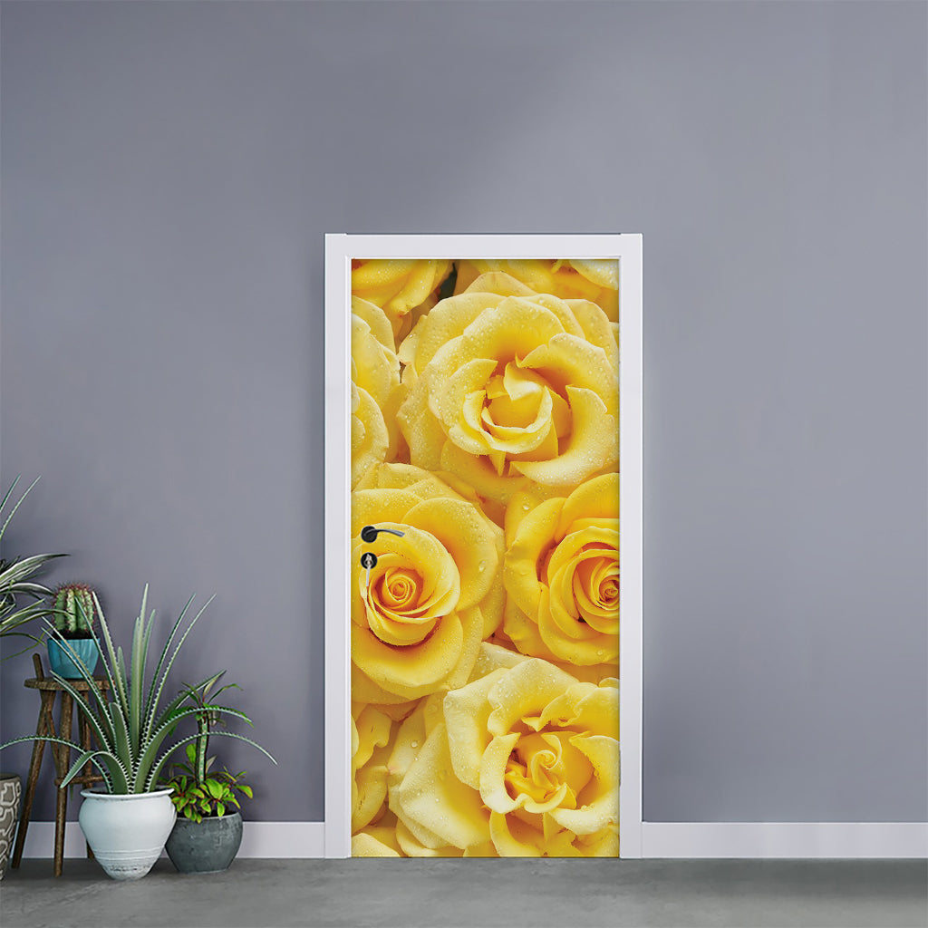 Yellow Rose Print Door Sticker