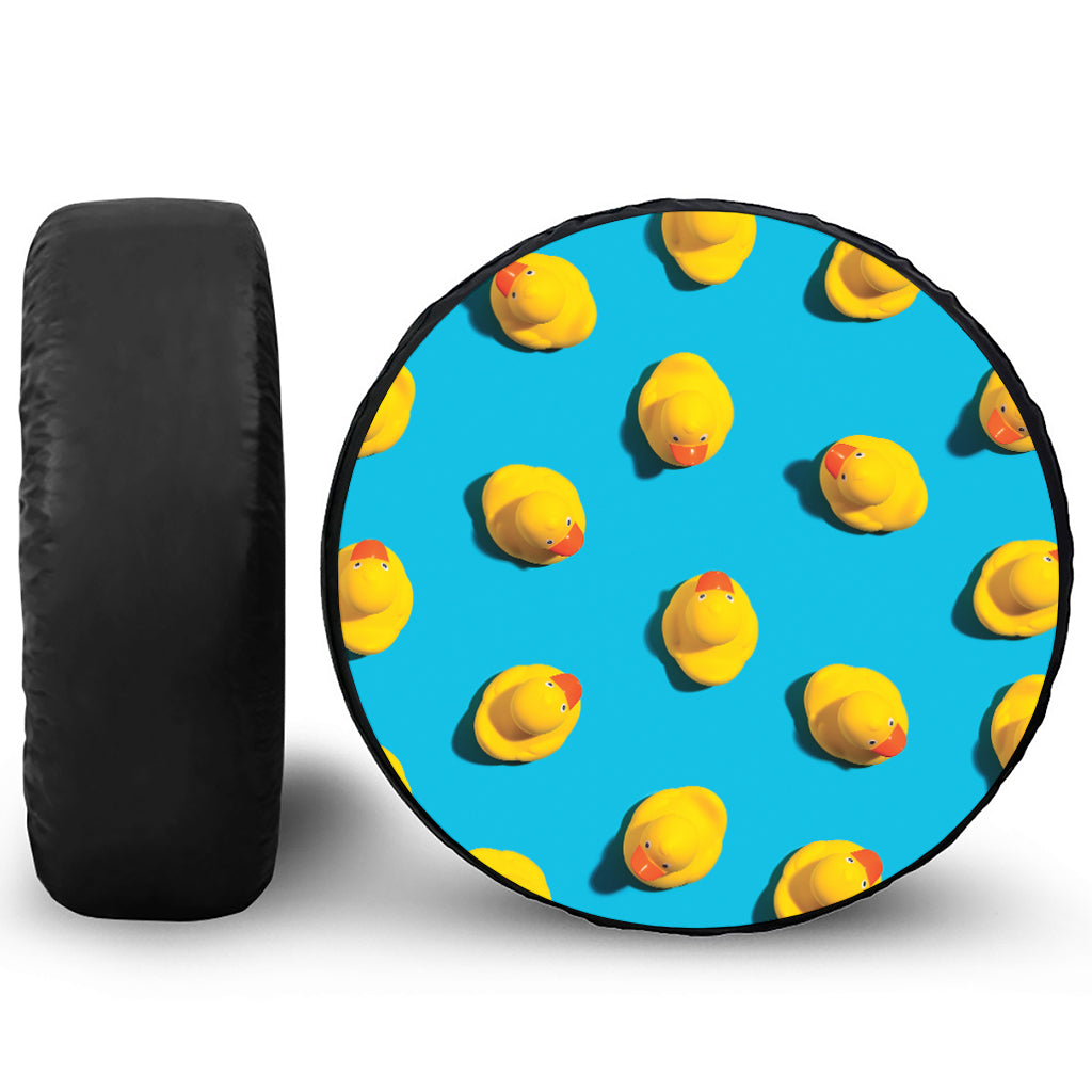 Yellow Rubber Ducks Print Leather Spare Tire Cover