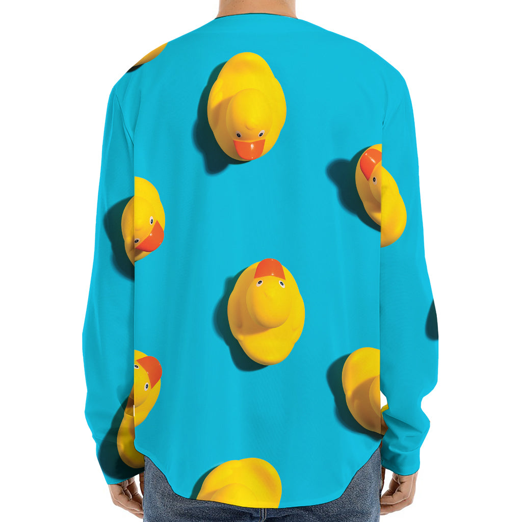 Yellow Rubber Ducks Print Long Sleeve Baseball Jersey