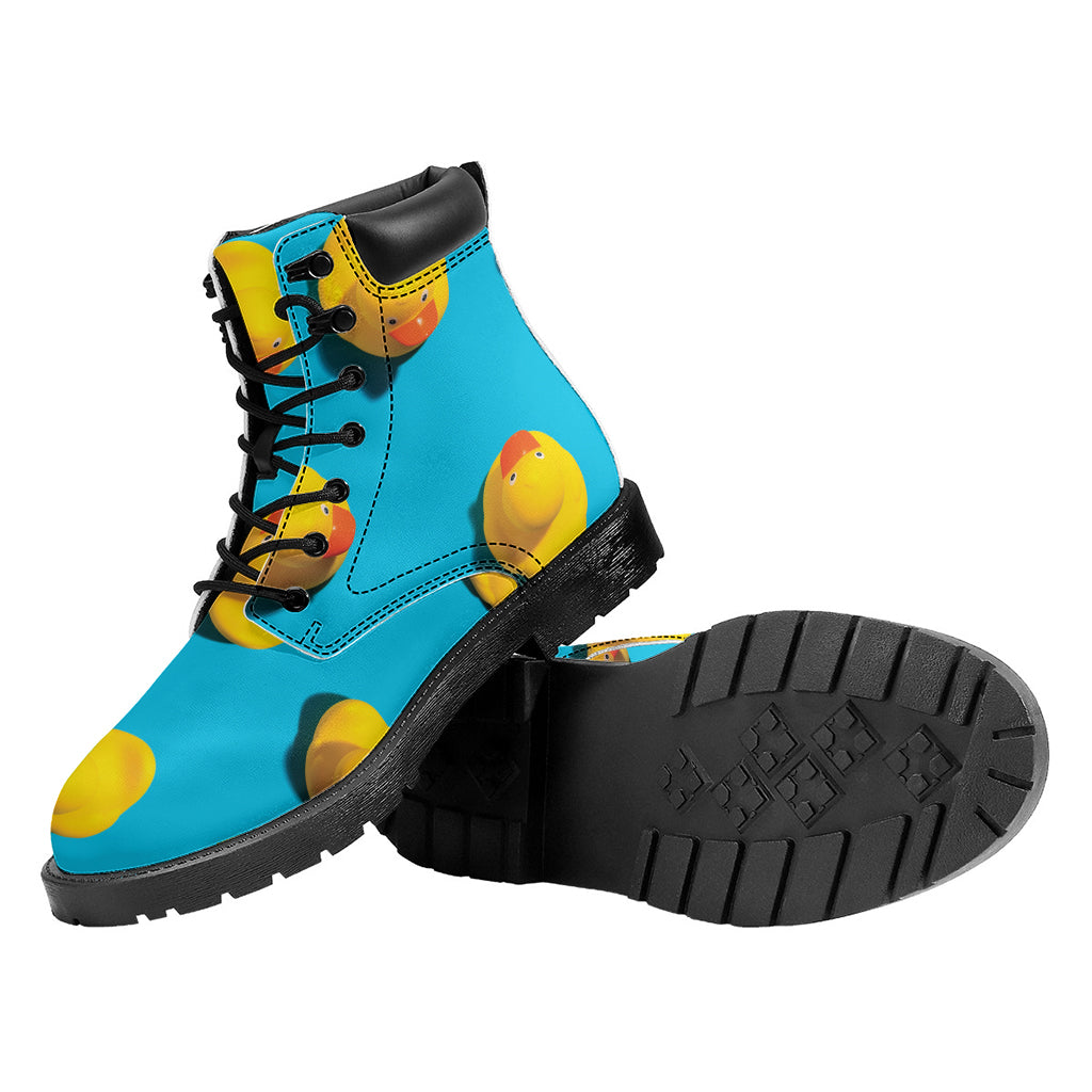 Yellow Rubber Ducks Print Work Boots
