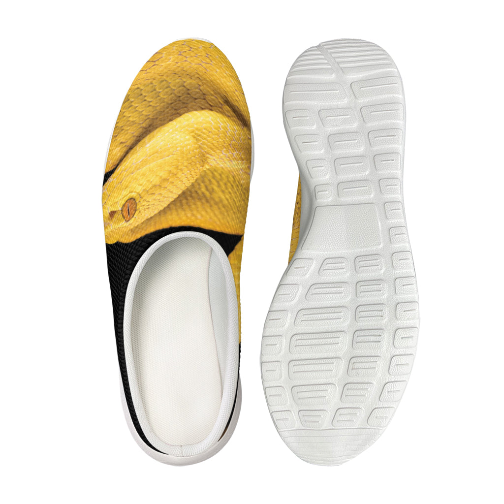 Yellow Snake Print Mesh Casual Shoes