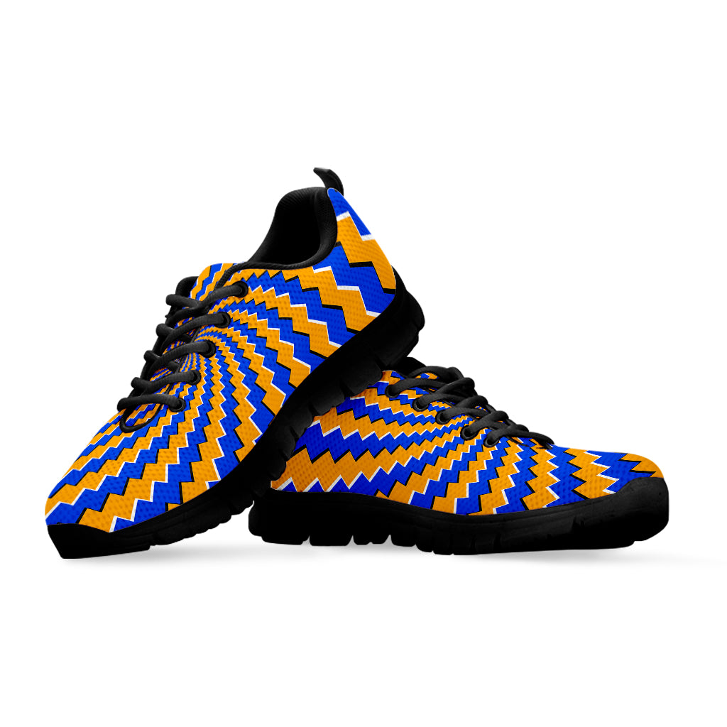 Yellow Spiral Moving Optical Illusion Black Running Shoes
