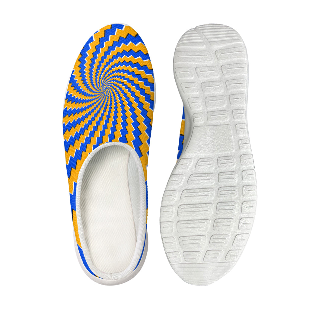 Yellow Spiral Moving Optical Illusion Mesh Casual Shoes