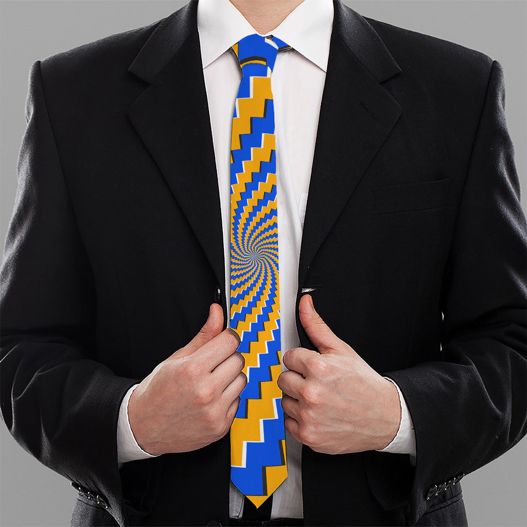 Yellow Spiral Moving Optical Illusion Necktie