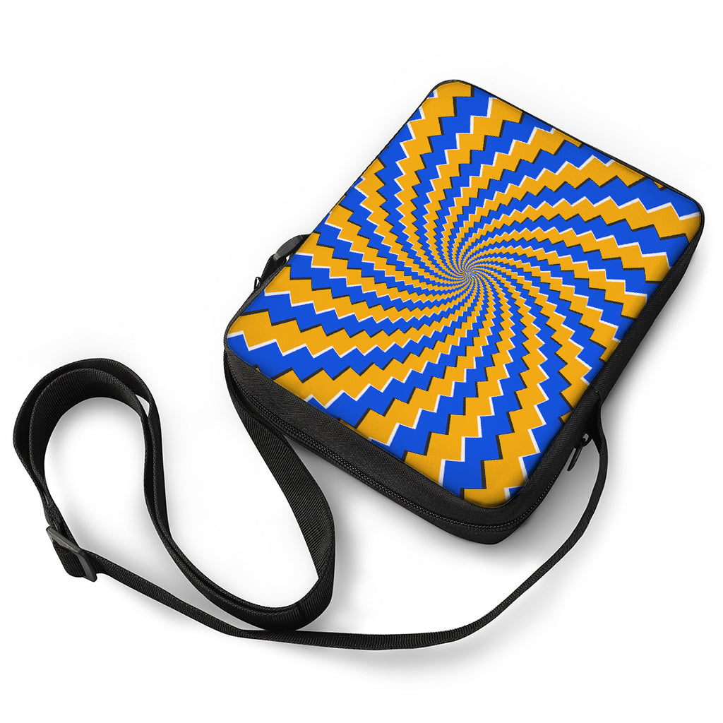 Yellow Spiral Moving Optical Illusion Rectangular Crossbody Bag