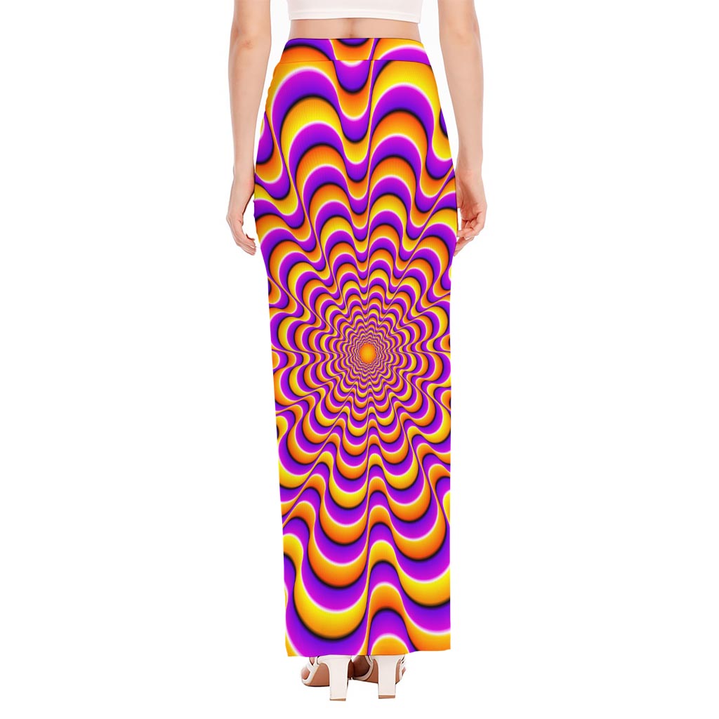 Yellow Splashing Moving Optical Illusion High Slit Maxi Skirt