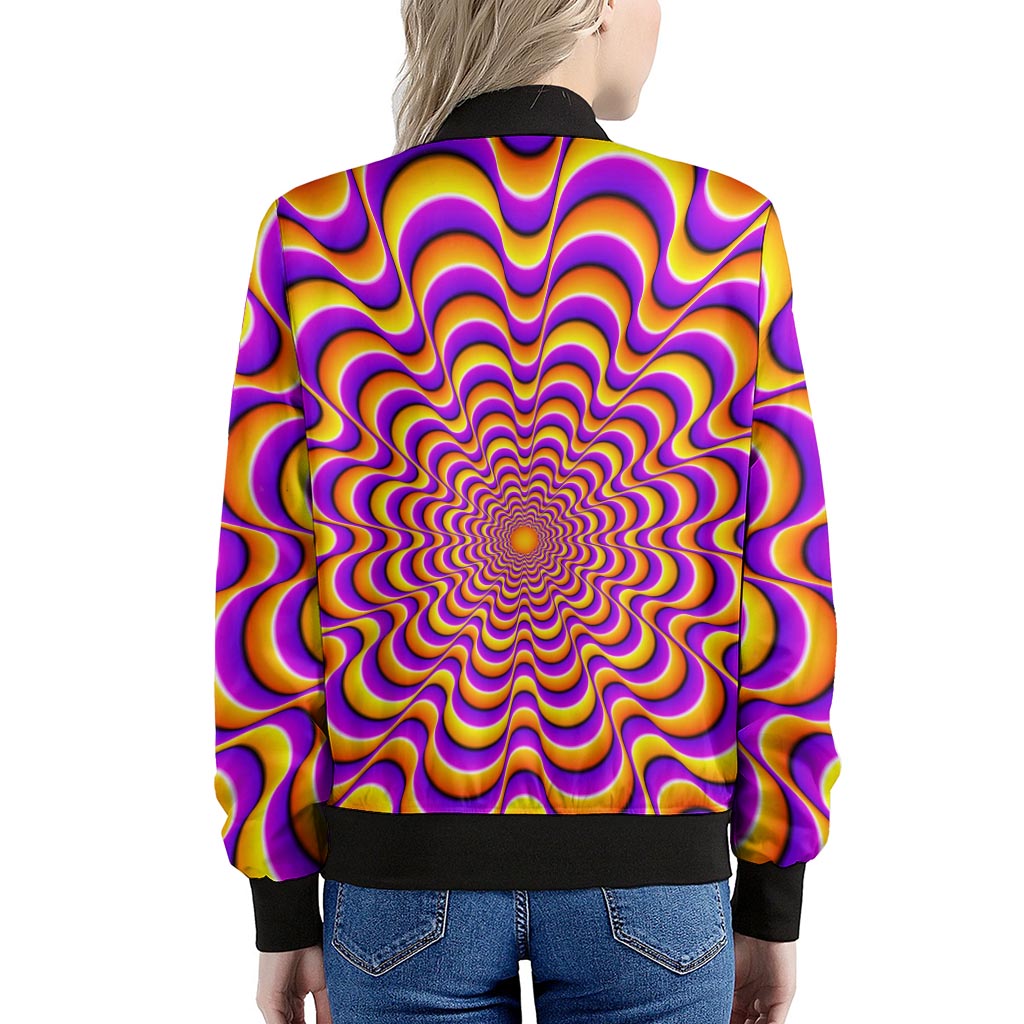 Yellow Splashing Moving Optical Illusion Women's Bomber Jacket