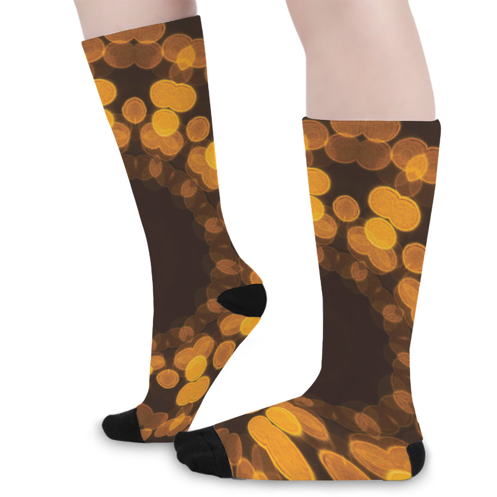 Yellow Spot Kaleidoscope Print Long Socks